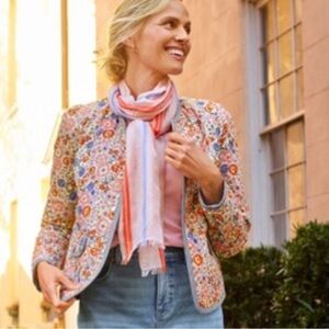 Talbot’s Enchanted Floral quilted Jacket plus size 16 coastal  chambray  cotton
